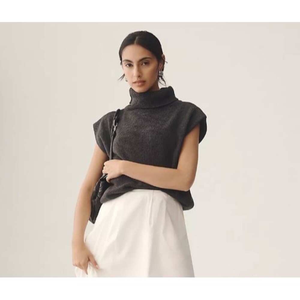 Anthropologie Maeve Mock-Neck Muscle Sweater Vest Size M
